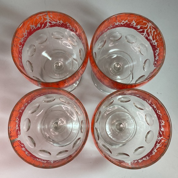 Vintage Set of Four Thumbprint Ring of Fire Chalice Glasses - Picture 5 of 6